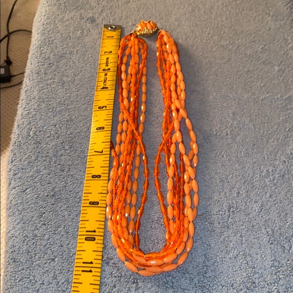 Eight Strand Necklace Shades of Orange Necklace Vintage - Picture 9 of 10